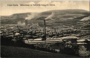 1927 Felsőgalla (Tatabánya), Mésztelep a Kálvária hegyről nézve, iparvasút (fl)