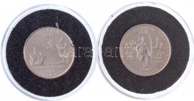 Amerikai Egyesült Államok 2003D 1/4$ "50 állam - Illinois" Cu-Ni +  2004P 1/4$ "50 ál...