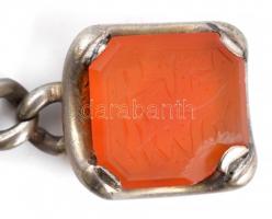 Fém pancer karlánc, sérült kő berakással, h: 19 cm