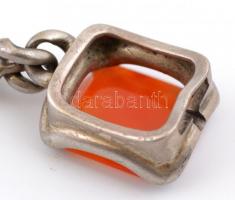 Fém pancer karlánc, sérült kő berakással, h: 19 cm