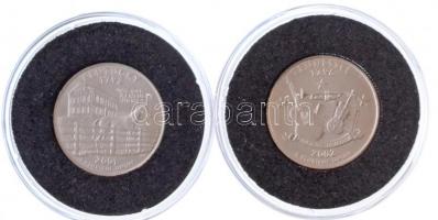 Amerikai Egyesült Államok 2001D 1/4$ "50 állam - Kentucky" Cu-Ni +  2002P 1/4$ "50 ál...