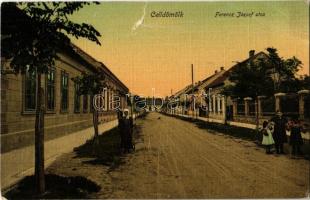 1911 Celldömölk, Ferenc József utca, üzletek. Kiadja Szagán János (szakadás / tear)