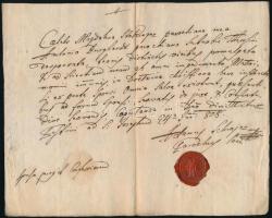 1808 Pest, plébániai házasodási engedély, latin nyelven, rányomott viaszpecséttel