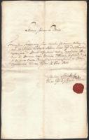 1824 Pest, plébániai házasodási engedély, latin nyelven, rányomott viaszpecséttel
