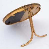 Kerek, asztalra állítható réz képkeret, belső d: 8,5 cm