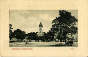 1911 Dunavecse, Fő tér, Református templom. W. L. Bp. 4895. (EK)