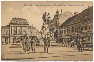 1940 Szeged, Klauzál tér, Kossuth szobor, Pósz Alajos, Bíró D., Keglovich, Wagner F és fia üzlete, üres piaci standok (Rb)