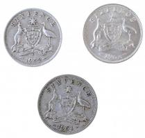 Ausztrália 1942-1951. 6p Ag "VI. György" (2xklf) + 1962. 6p Ag "II. Erzsébet" T:...
