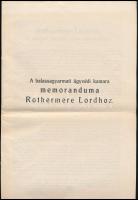 1928 A balassagyarmati ügyvédi kamara memoranduma Rothemere lordhoz az elcsatolások ügyében, ceruzás aláhúzásokkal, 11p