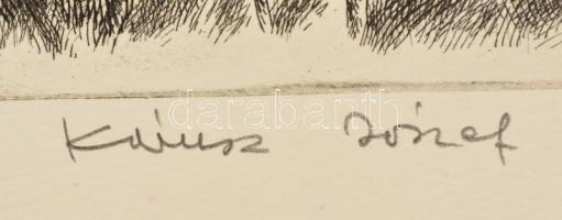 Kórusz József (1927-2010): A Dunakanyar eső után. Rézkarc, papír, jelzett, 30x41 cm