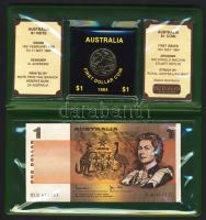 Ausztrália 1983-84. 1$ "Első 1$-os érme" + 1$ "Utolsó 1$-os bankjegy" szettben T:BU,I