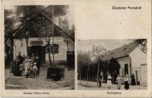 1918 Pered, Tesedíkovo; Községháza, Kolman Miksa üzlete, gémeskút / town hall, shop, well (EK)