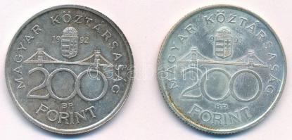 1992-1993. 200Ft Ag "MNB" (2x) T:2 patina
Adamo F13