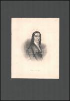 Emma Niendorf (1807-1876) német írónő rézmetszetű mellképe / German writer engraving.20x17 cm