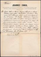 1871 Simor János esztergomi érsek házasságengedélyező levele, Durguth József aláírásával