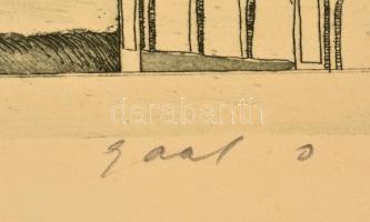 Gaál András (1936-): Vajdahunyad-vár. Rézkarc, papír-karton, jelzett, 27×46 cm