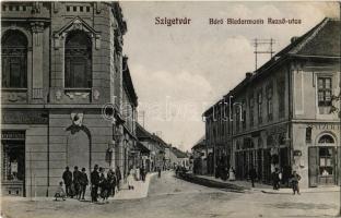 1913 Szigetvár, Báró Biedermann Rezső utca, Spitzer Benő és Oscsodál Gusztáv üzlete