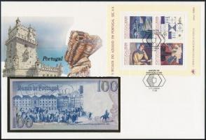 Portugália 1984. 100E borítékban, alkalmi bélyeggel és bélyegzéssel T:I Portugal 1984. 100 Esucodos in envelope with stamps and cancellations C:UNC