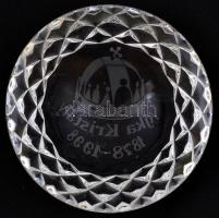 Ajka Kristály levélnehezék, kopásnyomokkal, d: 8 cm