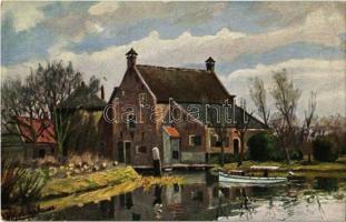 House at the lake, Dutch art postcard s: Gerstenhauer (EK)