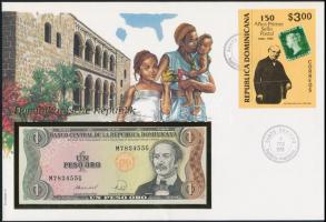 Dominikai Köztársaság 1988. 1P borítékban, alkalmi bélyeggel és bélyegzéssel T:I Dominican Republic 1988. 1 Peso in envelope with stamps and cancellations C:UNC