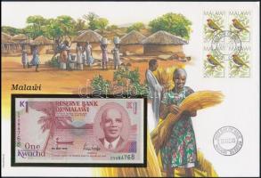 Malawi 1992. 1K borítékban, alkalmi bélyeggel és bélyegzéssel T:I Malawi 1992. 1 Kwacha in envelope with stamps and cancellations C:UNC