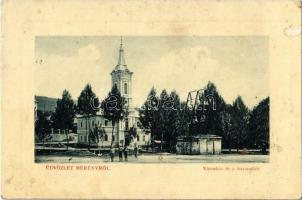 1916 Merény, Vondrisel, Nálepkovo; Városháza és a harangláb. W. L. Bp. 2721. / town hall, bell tower (felületi sérülés / surface damage)