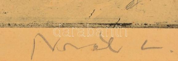 Novák Lajos (1927-1989): Téli táj. Rézkarc, papír, jelzett,  29×39 cm