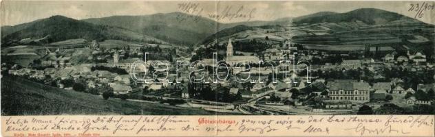 1900 Gölnicbánya, Gelnica; kihajtható panorámalap. Kiadja Matz Gusztáv / folding panoramacard (Rb)