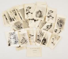 Zichy Mihály: Liebe c. mappájának erotikus illusztrációi, modern reprint, foltosak, ismétlődésekkel, 65 sztl. lev, 9x14 cm