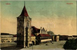 1910 Lőcse, Levoca; Városháza, üzletek / town hall, shops