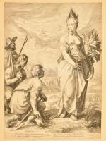 1596 Hendrik Goltzius (1558-1617) után Jan Sanredam (1565-1607): Ceres istennő nagyméretű rézmetszetű képe. Ceres a növények ültetésének, az anyai szeretetnek istennője. / Engraved image of Ceres, Roman godess. 32x45 cm