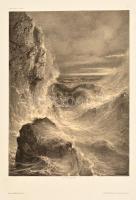 cca 1840 Vihar, hullámzó tenger. Litográfia. 19x26 cm
