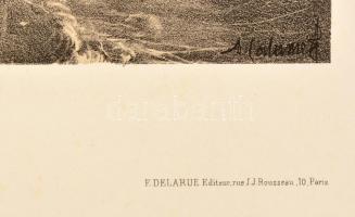 cca 1840 Vihar, hullámzó tenger. Litográfia. 19x26 cm