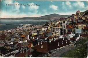 1918 Gibraltar, A Bird's Eye View of the Town + "Marine Francaise Service a la Mer" cancellation