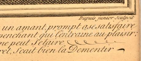 Nicolas Gabriel Dupuis (1696-1770): Cheron után: Szatírok fiatal lánnyal. Rézmetszet. 25,5x23,5 cm