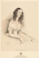 1843 Teresa De Giuli Borsi, (1817-1877) olasz opera-énekesnő kőnyomatos portréja. Kriehuber. Jelzett. 22x30 cm