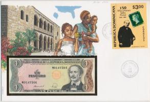 Dominikai Köztársaság 1988. 1P borítékban, alkalmi bélyeggel és bélyegzéssel T:I Dominican Republic 1988. 1 Peso in envelope with stamps and cancellations C:UNC
