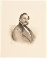 1858 Josef Kriehuber (1800-1876): Ismeretlen férfi kőnyomatos portréja. Jelzett. 20x25 cm