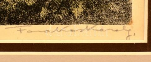 Farkas Károly (?-?): Utcarészlet. Színezett rézkarc, papír, 16×21 cm