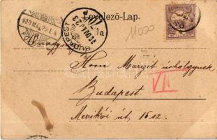 1900 Oszlány, Oslany; Szent János tér, Takarékpénztár, Római katolikus templom, Felső tér, üzlet. Ko...