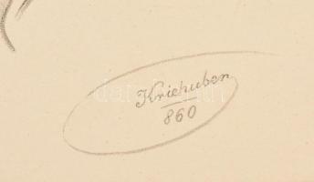 1860 Josef Kriehuber (1800-1876): Ismeretlen férfi kőnyomatos portréja. Jelzett. 26x33 cm