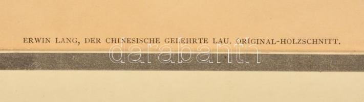 Erwin Lang (1886-1962): A kínai Lau tudós. Fametszet, papír. Jelzett a dúcon. 30x24 cm Paszpartuban