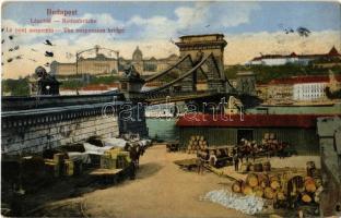 1917 Budapest, Lánchíd pesti hídfő, rakpart (gyűrődés / crease)