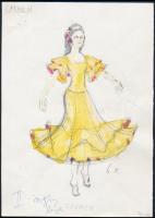 Gombás Judit: Jelmezterv, 2 db, vegyes technika, papír, jelzett, 30×21 cm