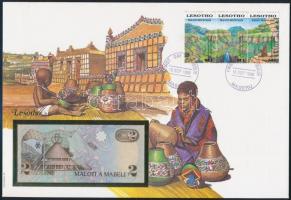 Lesotó 1989. 2M borítékban, alkalmi bélyeggel és bélyegzéssel T:I Lesotho 1989. 2 Maloti in envelope with stamps and cancellations C:UNC
