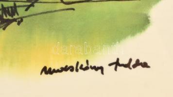 Macskássy Izolda (1945- ): Turbékoló galambok, vegyes technika, selyempapír, jelzett, paszpartuban, ...