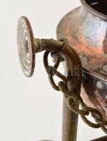 cca 1900 James Shoolbred & Co. réz kaspó + tartó állványok párban, hibás (letörött fül rész, kas...