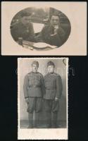 cca 1914-1945 4 db katonai fotólap, közte megírt, 8×13 cm