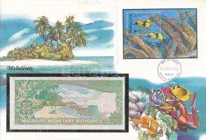 Maldív-szigetek 1983. 2R borítékban, alkalmi bélyeggel és bélyegzéssel T:I Maldives 1983. 2 Rufiyaa in envelope with stamps and cancellations C:UNC